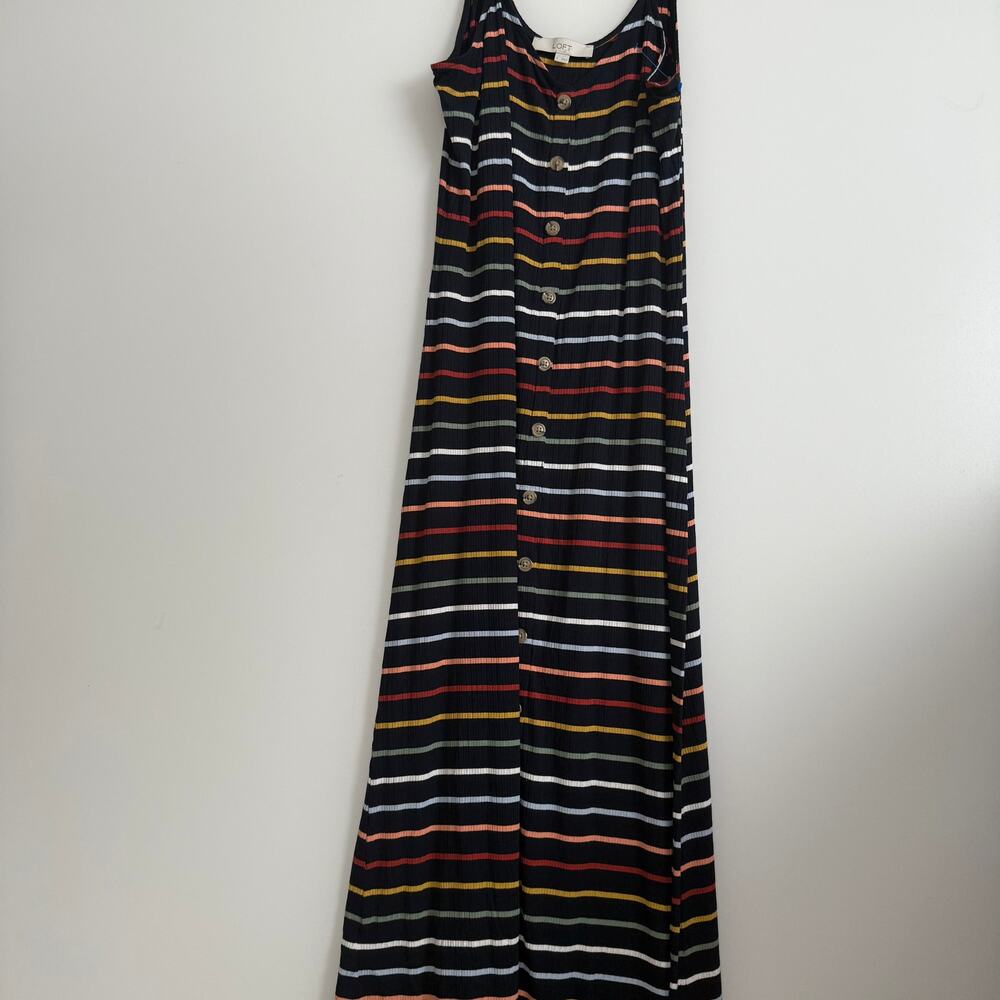 LOFT Multicolor Striped Midi Dress